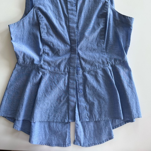 BCBG MaxAzria Jordin  Sleeveless Peplum Button-up Dress Shirt Size M - Picture 6 of 6